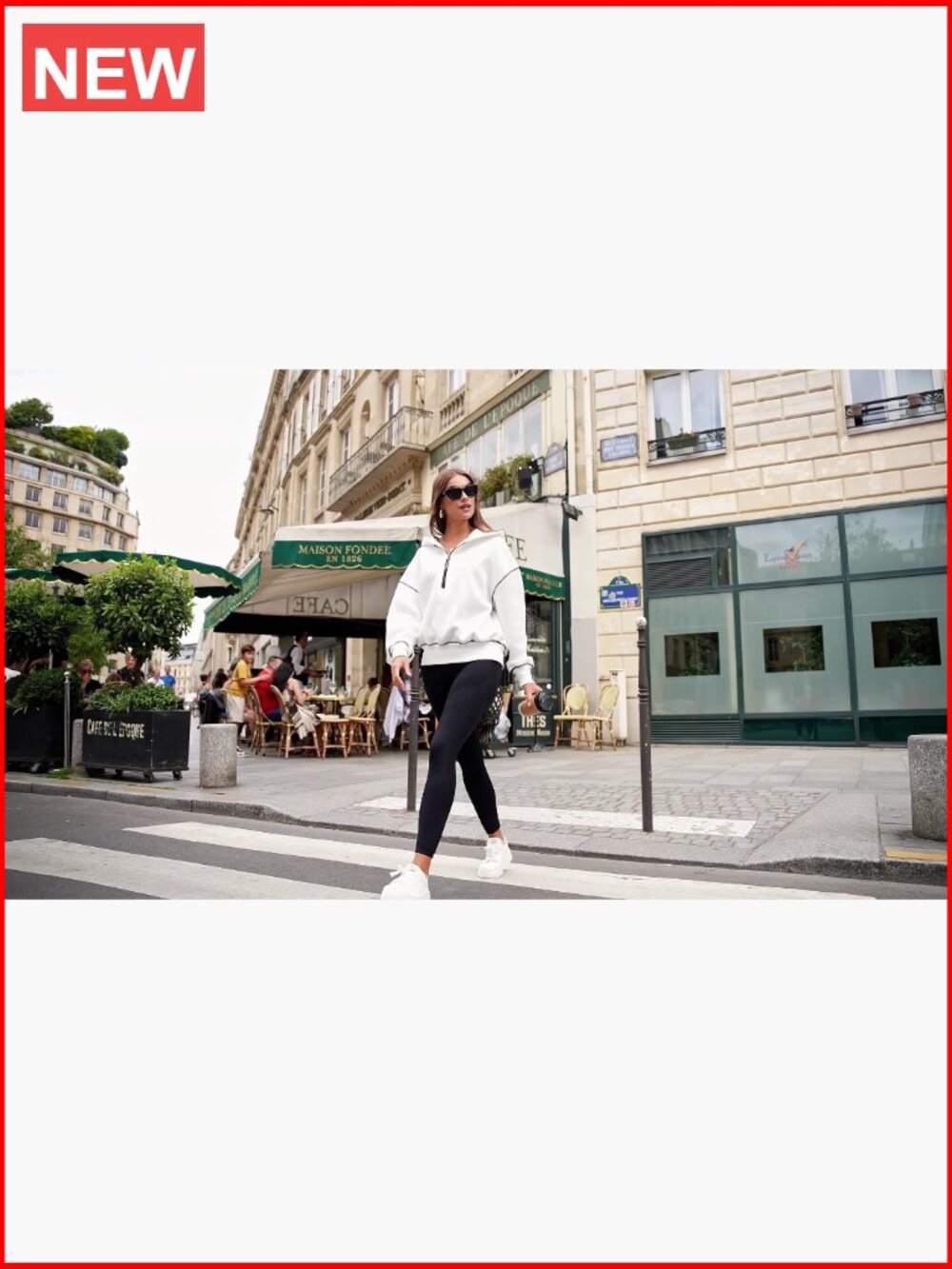 Half Zip Cropped Hoodie Pullover with Fleece Lining - Picture 7 of 7